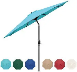 9ft Patio Umbrella with 8 Sturdy Ribs for Garden Backyard Deck Pool Turquoise