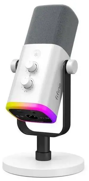 FIFINE XLR USB Dynamic Microphone for Computer PC PS5, Podcast/Gaming Microphone with RGB, Headphone Jack, Mute for Streaming, Music Recording AM8W
