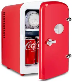 4L/6 Can Mini Fridge Compact Cooler & Warmer with window Portable Red