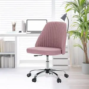 Office Chair Fabric Adjustable Height Swivel Rolling Chairs for Bedroom Pink
