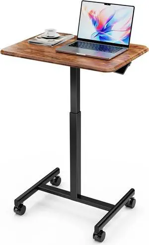 Rolling Laptop Desk Adjustable Height Office Computer Table Stand Up Workstation
