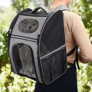 Pet Carrier Backpack for Cat Dog Puppy Safety Features and Cushion Back Support