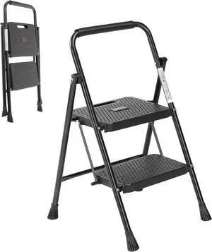 Heavy Duty Non-slip 2Step Ladder Folding Steel Step Stool 800Pounds Max Capacit