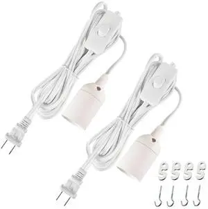 15 Feet Extension Hanging Lantern Pendant Light Cord with E26 Socket 2 Pack