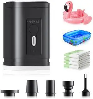 Inflatables Portable Air Pump 4.5Kpa Electric Mini for Swimming Ring Black