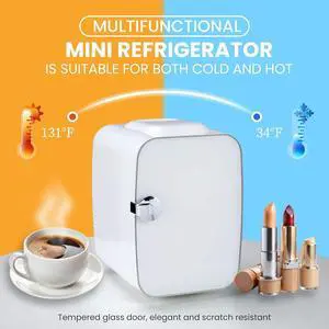 Portable Cooler&Warmer Small Refrigerator for Bedroom,Office,Dorm Food +Skincare