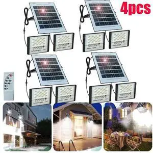 4Pcs LED Solar Flood Lights Outdoor Street Light Dusk to Dawn Flood Wall Lamp