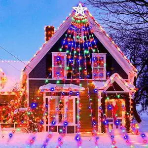 350LED Christmas Tree Waterfall Light Fairy String Outdoor Waterproof Decor Xmas