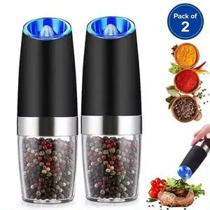 2 Pcs Gravity Electric Salt and Pepper Grinder Mill Shaker Adjustable Automatic