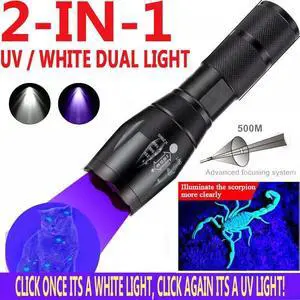 Super Bright 120000lm UV Torch Ultra Violet Flashlight Blacklight Light Lamp LED