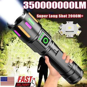 350000000 Lumen Super Bright LED Tactical Flashlight Rechargeable LED Work Light