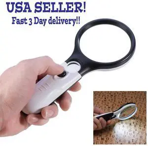 3 LED Light 45X Handheld Magnifier Reading Magnifying Glass Lens Jewelry Loupe