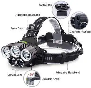 5X LED Headlamp Rechargeable Head Light Flashlight Torch Lamp USA