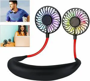 Portable USB Rechargeable Neckband Neck Hanging Style Dual Cooling Mini Fan Sale