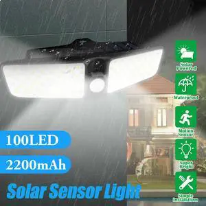 100 LED Dual Security Detector Solar Spot Light Motion Sensor Outdoor Floodlight