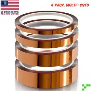 4x Polyimide High Temperature Tape Heat Resistant Kapton 1/8, 1/4", 1/2", 1"