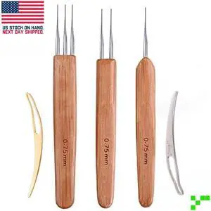 Bamboo Handle Dreadlock Hook Crochet Needle Tool Braiding Hair Locking Tool