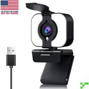 4K Ultra HD USB Webcam, Pro Streaming Web Camera Built in Microphone &Ring Light