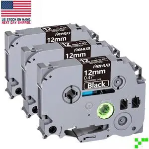 3pk WHITE ON BLACK Label Maker Tape 12mm TZ335 TZe335 Compatible Brother P-Touch