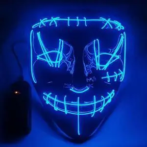 LED Halloween Mask Neon 3-Mode Costume Purge Cosplay Light V Fawkes Anonymous