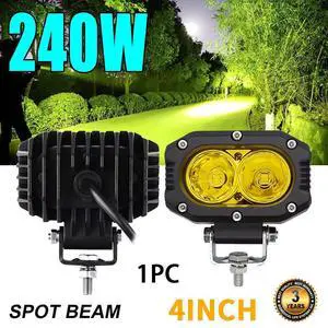 4inch LED Work Light Amber Yellow Cube Pods Spot Flood Driving Fog Lamp Offroad