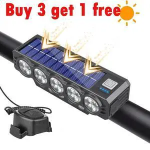 Solar Powered Bike Light, USB-C Rechargeable LED Bike Headlight, with Speaker