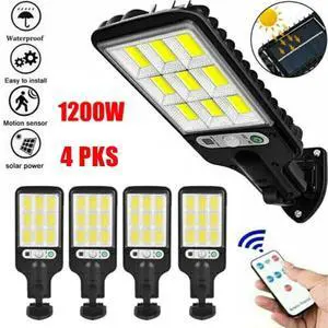 4PACK 990000LM LED Solar Light Commercial Dusk To Dawn Outdoor Road Street Lamp