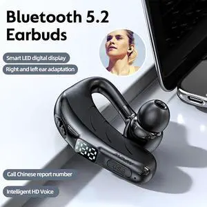 Wireless Bluetooth 5.2 Earpiece Headset Driving Trucker Earbuds Noise Cancelling