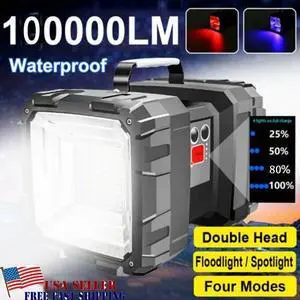 100000ML Rechargeable Super Bright LED Searchlight Handheld Spotlight Flashlight