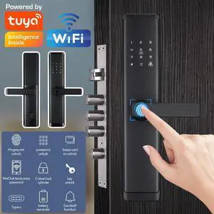 Electronic Smart Door Lock APP Fingerprint Card Password Key Home Security NEW