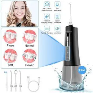 Portable Water Dental Flosser Teeth 4 Modes Cordless Oral Irrigator 300ML