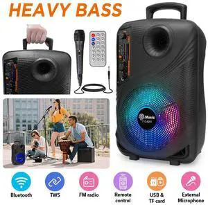 2000W Portable Bluetooth Speaker Sub woofer Heavy Bass Sound System Party+Remote