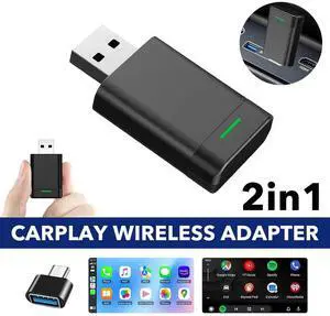 Mini Wireless CarPlay Adapter for Apple, Plug Play Low Latency Converts Wired