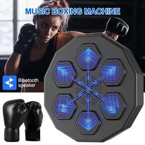 Music Boxing Machine, Smart Bluetooth Boxing Trainer with Boxing Gloves
