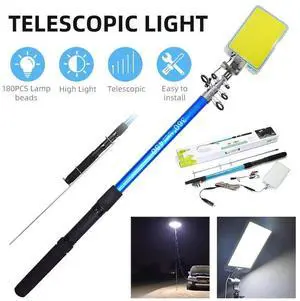 500W Telescopic Fishing Lantern Rod LED Light Camping Lights Car Repair Lamp 12V
