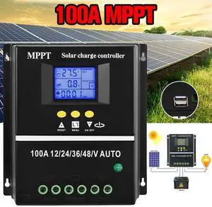 100A MPPT Solar Charge Controller 12V 24V 36V 48V PV Battery Regulator Dual USB
