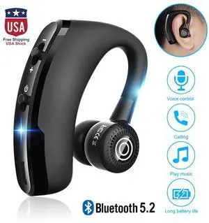 Wireless Bluetooth 5.2 Earpiece Headset Driving Trucker Earbuds Noise Cancelling