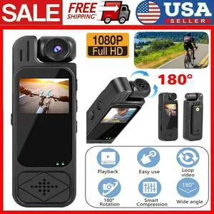 1080P HD Camcorder Mini Police Body Camera LCD Screen 180° Video DVR IR Night