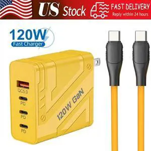 GaN Multi USB C Wall Charger & Cable adopts PC flame-retardant shell and pure PC material 5V/3.5A Output parameters