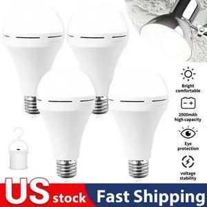 4PCS LED Rechargeable Emergency Light Bulb 12w Equivalent 1200mAh Battery Backup