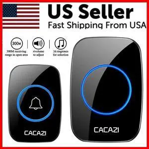 Wireless Doorbell Chime Waterproof Plugin Receiver Adjustable Volume 1000FT Kit