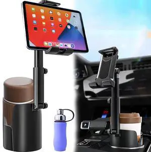 Car Cup Holder Phone Mount Universal Auto Cell Phone Tablet Stand & Drink Expand