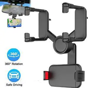 Upgraded 360° Car Rear View Mirror Mount Stand Holder Cradle For Cell Phone GPS