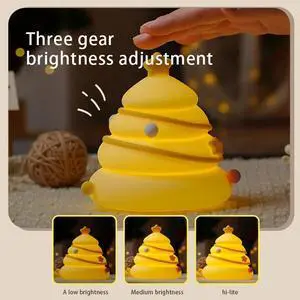 Christmas Tree Silicone Night Light LED Nursery Dimmable Rechargeable Touch Lamp