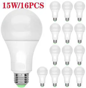 16x E26 LED Light Bulbs 15W / 100W Replacement 1600L Daylight 5000K A19 US 110V