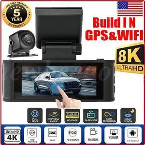4K Dash Cam Front and Rear Touch Screen 3.18 Inch Build in GPS&WIFI Dual Lens US