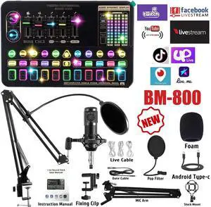 Complete Home Studio Recording Kit Mixer Condenser Microphone fit Music Podcast
