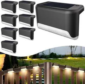 8 Pack New Solar Deck Lights Outdoor Waterproof LED Steps Lamps For Stairs Fence