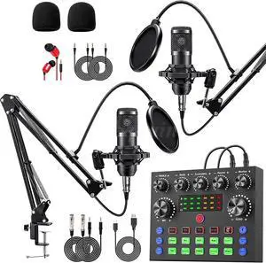 Complete Home 2* Studio Recording Kit Mixer Condenser Microphones Music Podcast