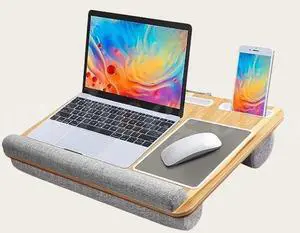 Home Office Pro Lap Desk With Wrist Rest Mouse Pad And Phone Holder Burlywood US